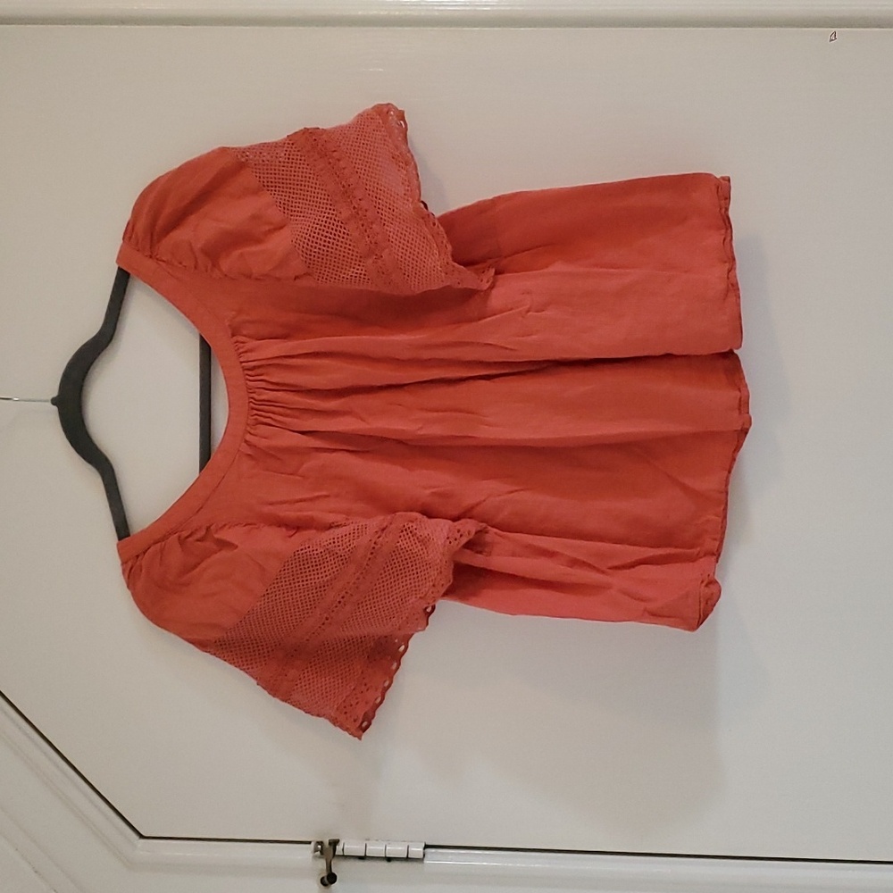 Old Navy Medium Orange Cotton Lace Top